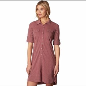 Prana Besha Button-Up Shirt Dress in Marsala Pink